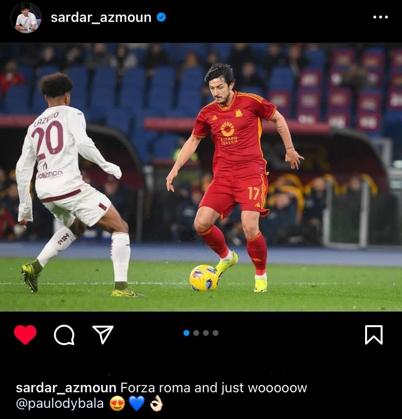 عکس| واکنش سردار آزمون به درخشش دوست صمیمیاش در رم