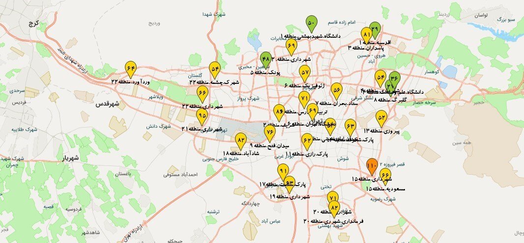 وضعیت کیفت هوای تهران