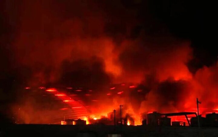 ببینید | اولین تصاویر از آتش‌سوزی در بازاری در اربیل عراق