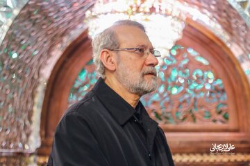 عکسی از علی لاریجانی در مراسم تشییع رئیس جمهور شهید