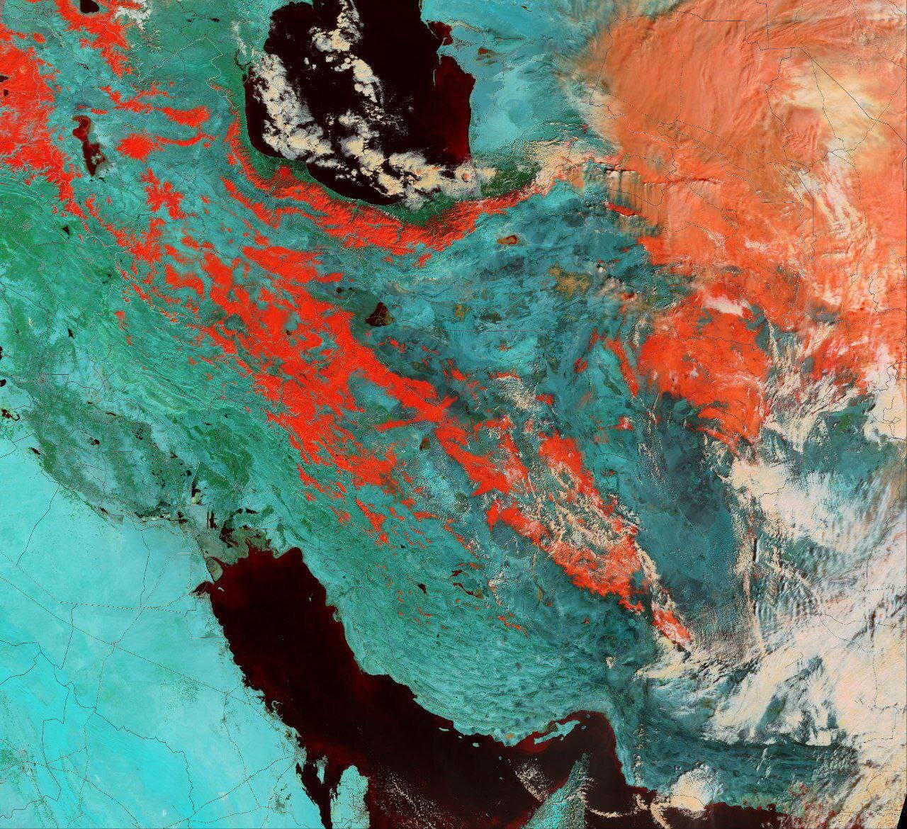 تصویر جالب ناسا از پوشش برف ایران 2