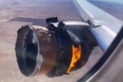 آتش‌سوزی موتور یک هواپیما روی آسمان کیش