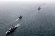 پایان رزمایش مرکب دریایی ایران، چین و روسیه /نیروهای دریایی مقابل ناوشکن« جماران» رژه رفتند