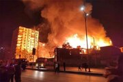 ببینید | اولین تصاویر از آتش‌سوزی گسترده در استودیو الاهرام مصر