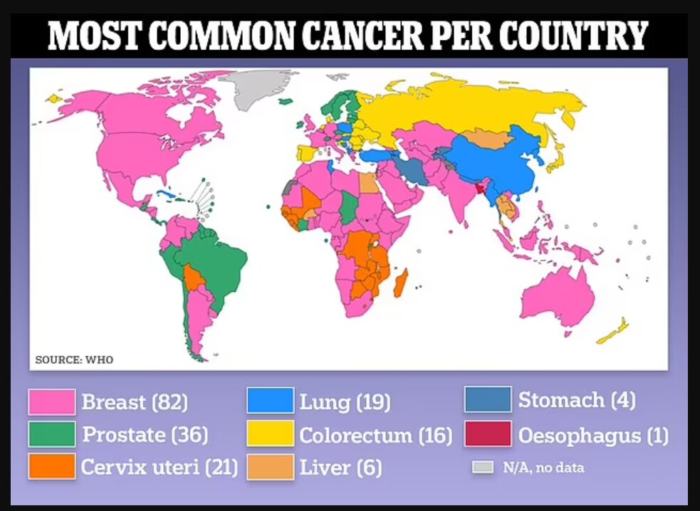انتشار جدول جهانی شیوع سرطان‌ها در کشورها/ ایران به کدام نوع از سرطان شناخته شده است؟