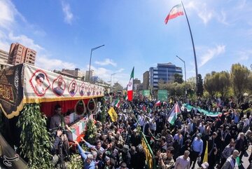 «انتقام»؛ پیام راهپیمایان روز قدس به اسرائیل بود / ادای احترام سیاسیون، نظامیان و مردم به «شهدای راه قدس» + جدول