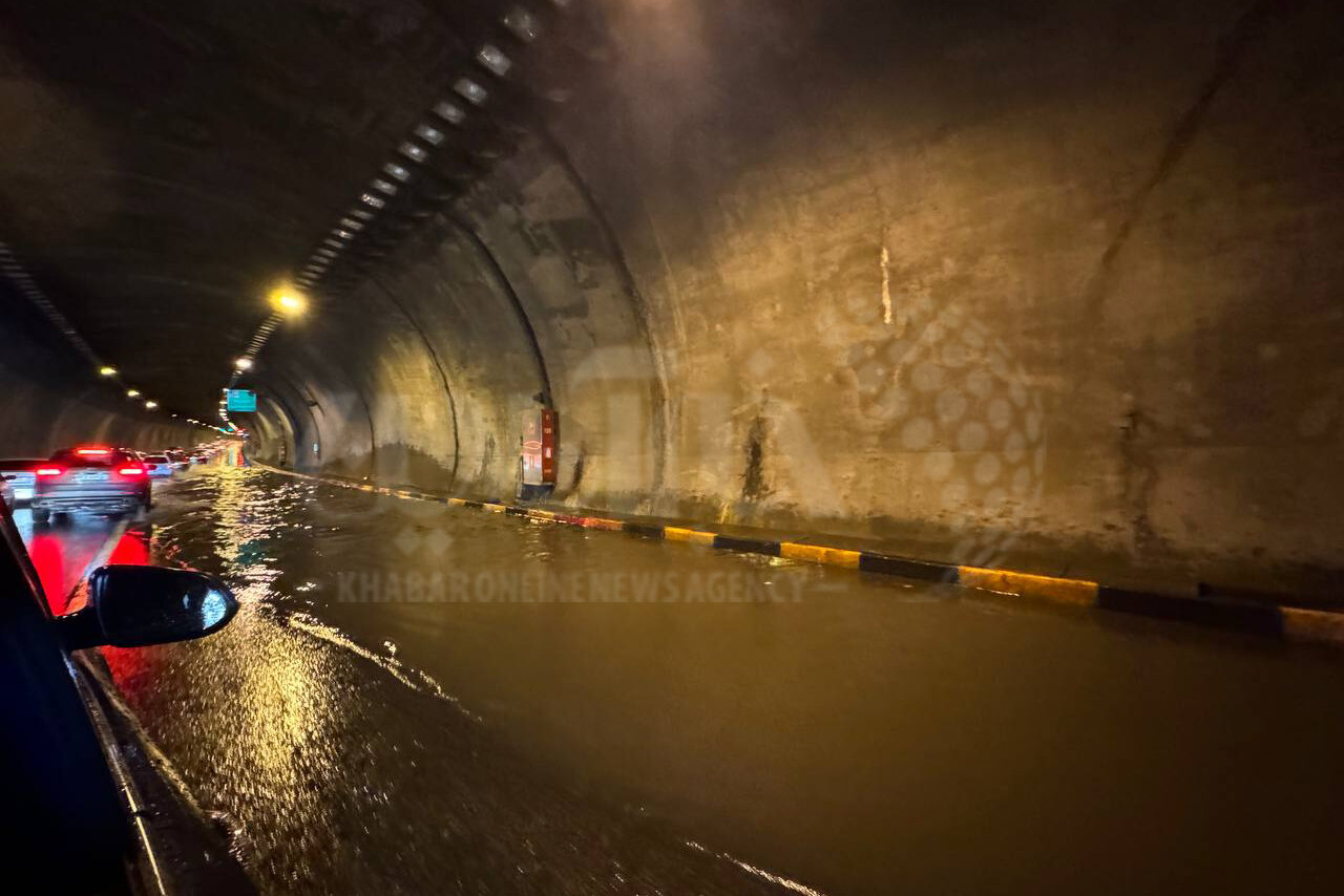 عکس | تبدیل شدن تونل صدر به دریاچه پس از بارش باران!