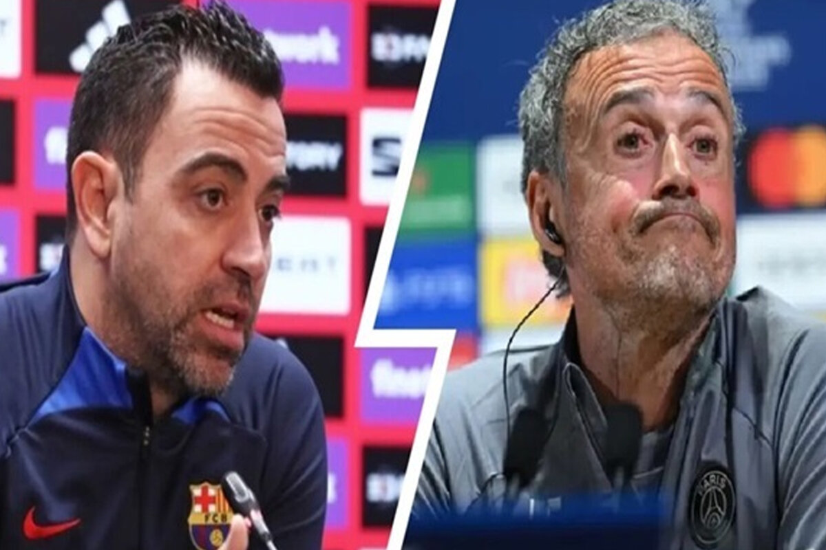 ببینید | شوخی بامزه انریکه و ژاوی؛ خوش‌وبش شاگرد و استاد پیش از شروع بازی حساس