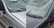 ببینید | شکسته شدن شیشه خودرو بر اثر طوفان شدید
