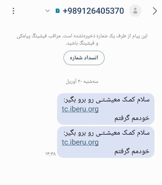 این پیامک ها درباره یارانه کمک معیشتی جعلی است/  تصویر پیامک را ببینید