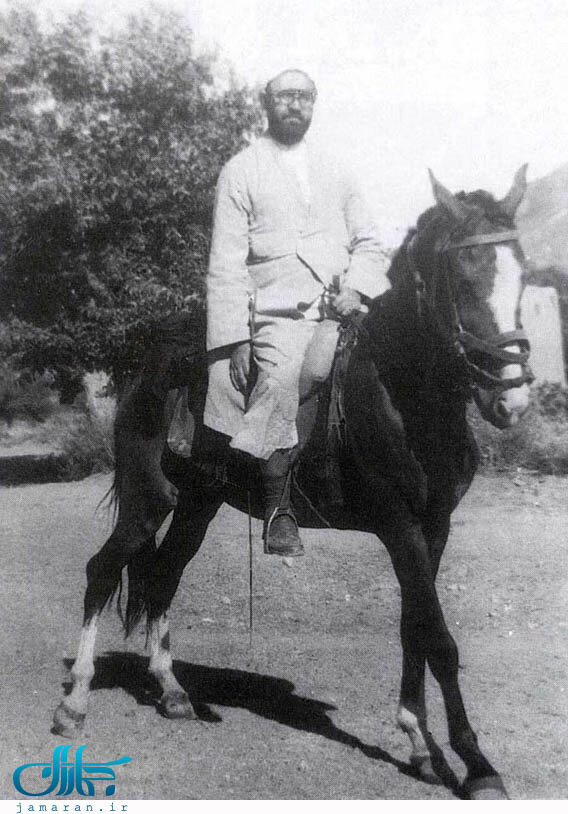 عکسی خاص از آیت الله مطهری در حال اسب سواری
