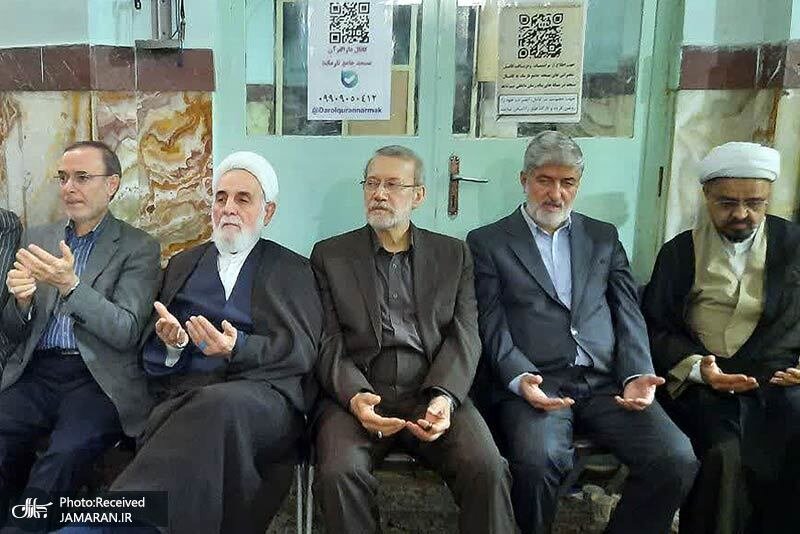 تصاویری از علی لاریجانی و ناطق نوری در یک مراسم سالگرد شهید مطهری/ محسن هاشمی هم آمد