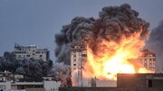 ببینید | تصاویری تازه از آتش‌سوزی شدید در رفح در پی بمباران اسرائیل