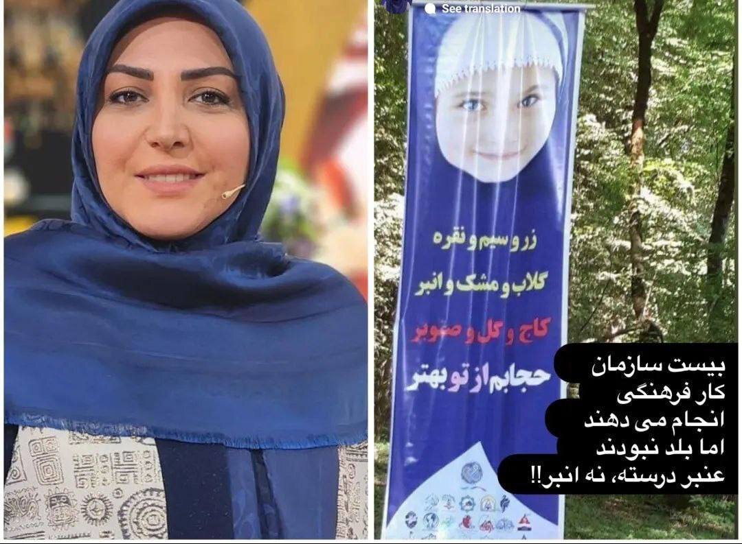 عکس | کنایه سنگین المیرا شریفی مقدم به بنر جدید شهرداری درباره حجاب