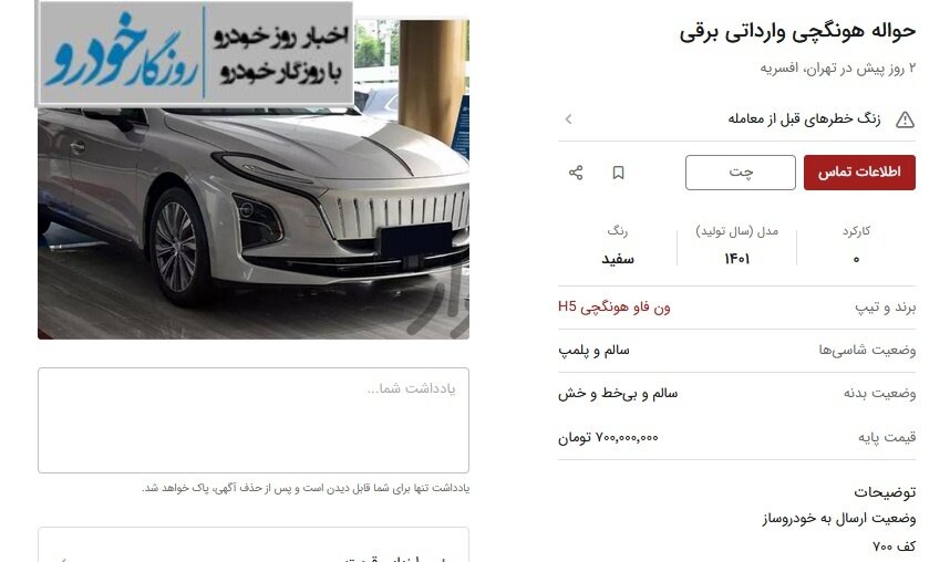 قیمت عجیب حواله خودروهای برقی / هوندا ۹۰۰ میلیون ناقابل!