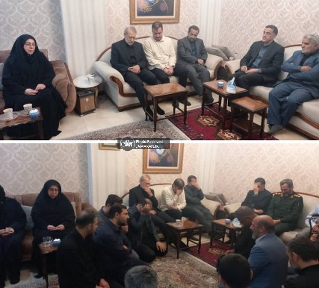تصویری از چهره غمناک لاریجانی در منزل شهید امیرعبداللهیان