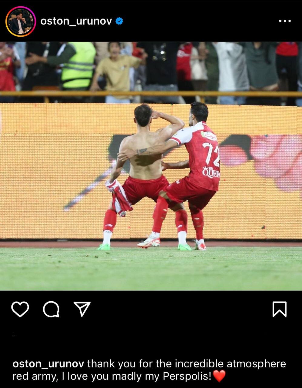 عکس| اوستون اورونوف: دیوانهوار عاشق پرسپولیسم!