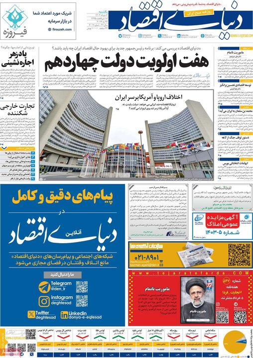 صفحه اول روزنامه های یکشنبه 6خرداد1403 21