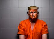 عکس | تصویر ترامپ با لباس زندانی در خیابان‌های آمریکا و یک پلاکارد!