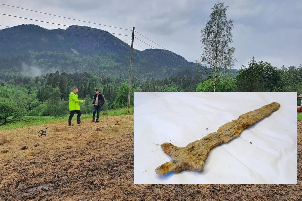 مرد خوش‌شانسی که مهم‌ترین شمشیر 1000 ساله وایکینگ‌ها را در زمین کشاورزی خود، پیدا کرد/ عکس