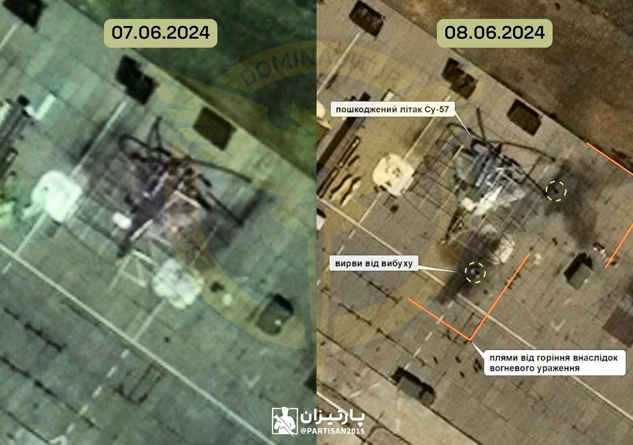 عکس | آسیب دیدن جنگنده سوخو-۵۷ در حمله پهپادی اوکراین