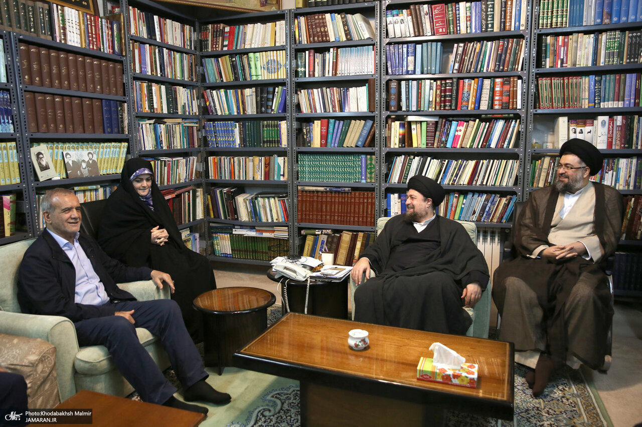 تصاویری از دیدار و همنشینی پزشکیان و دخترش با سیدحسن خمینی