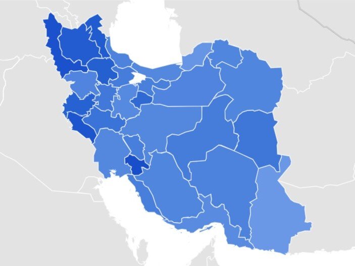 توجه نسبی کاربران استان‌ها به مسعود پزشکیان