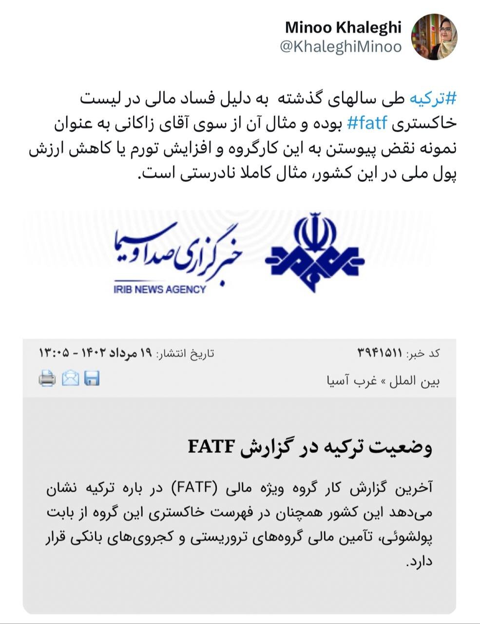 ادعای زاکانی بازهم تکذیب شد /اینبار؛ FATF و ترکیه