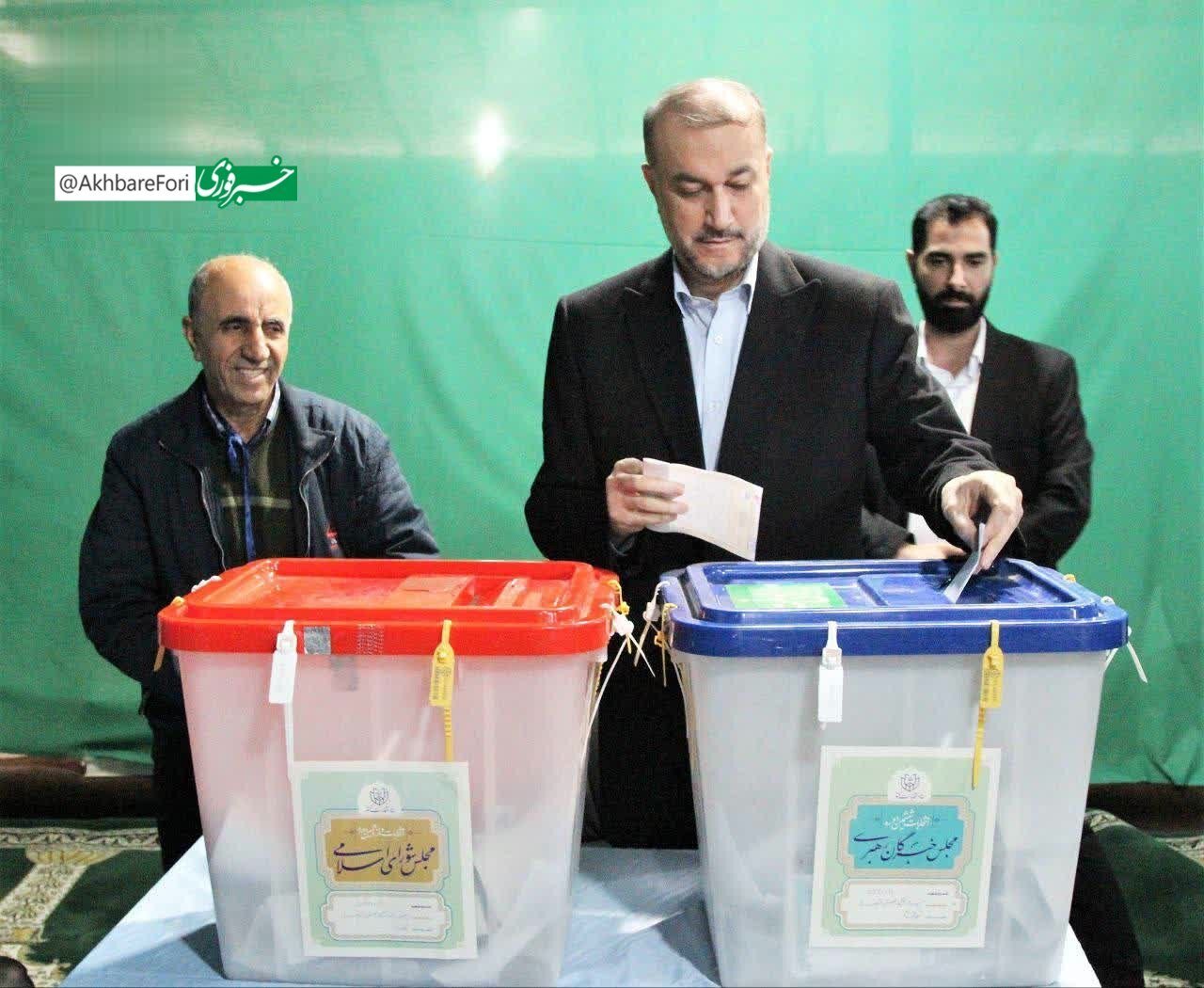 آخرین تصاویر از امیرعبداللهیان پای صندوق رای