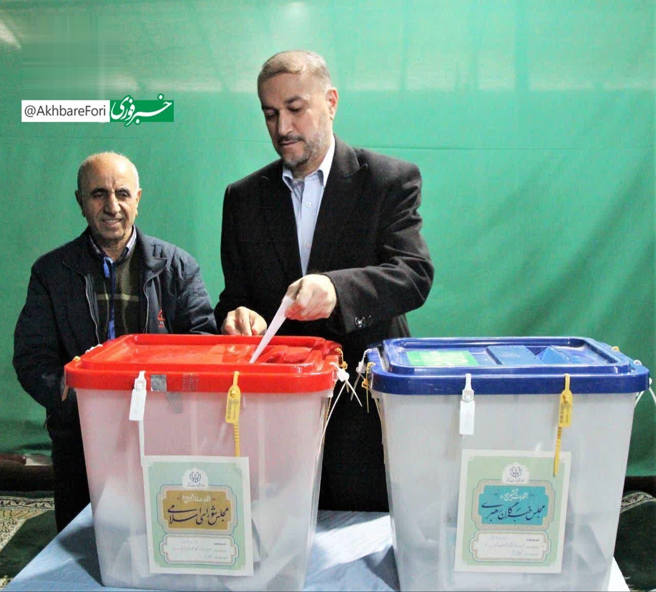 آخرین تصاویر از امیرعبداللهیان پای صندوق رای