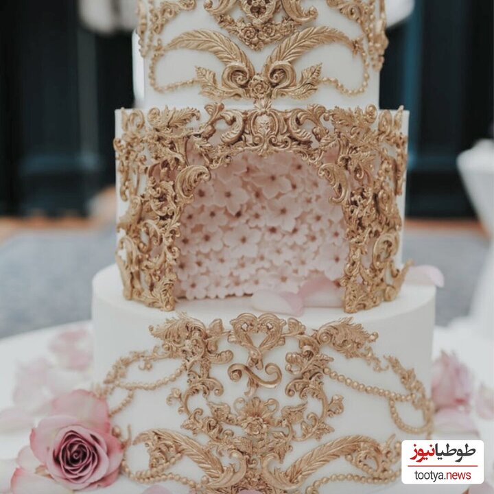 کیک عروسی و دسرهای فوق لوکس جشن عروسی شاهانه خواهر ساره بیات و رضا قوچان نژاد
