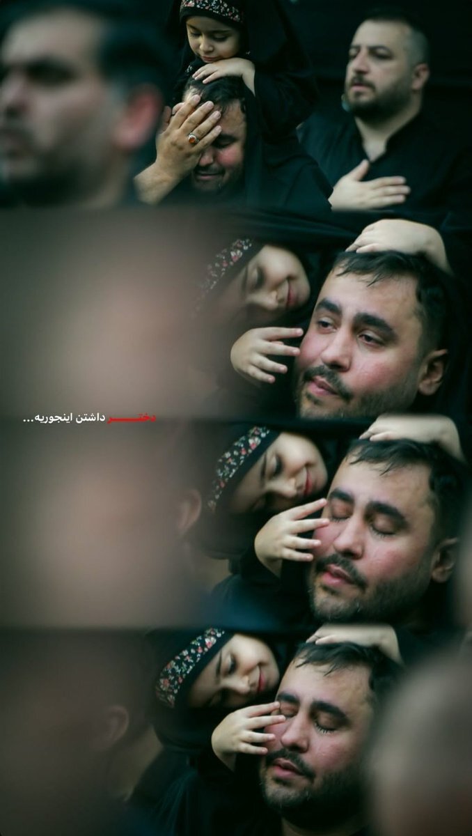 عکس | واکنش یک دختربچه به اشکهای پدرش در عزاداری شب سوم محرم