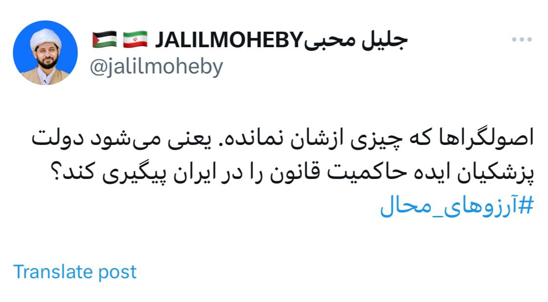 طعنه سنگین چهره نزدیک به قالیباف به اصولگرایان؛ از این ها که چیزی باقی نمانده/ یعنی میشود پزشکیان ایده حاکمیت قانون را در ایران پیگیری کند؟