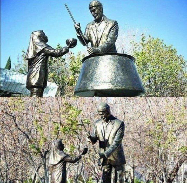 عکس | سرقت جنجالی دیگ مسی یک تندیس در میدان نذری شیراز!