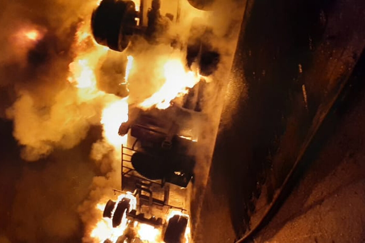 ببینید | تصاویر تازه از تصادف و آتش‌سوزی تانکر سوخت در اتوبان اهواز - شوش