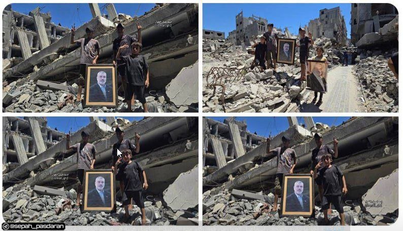 عکس | تصویر هنیه میان آوار خانهاش در غرب غزه