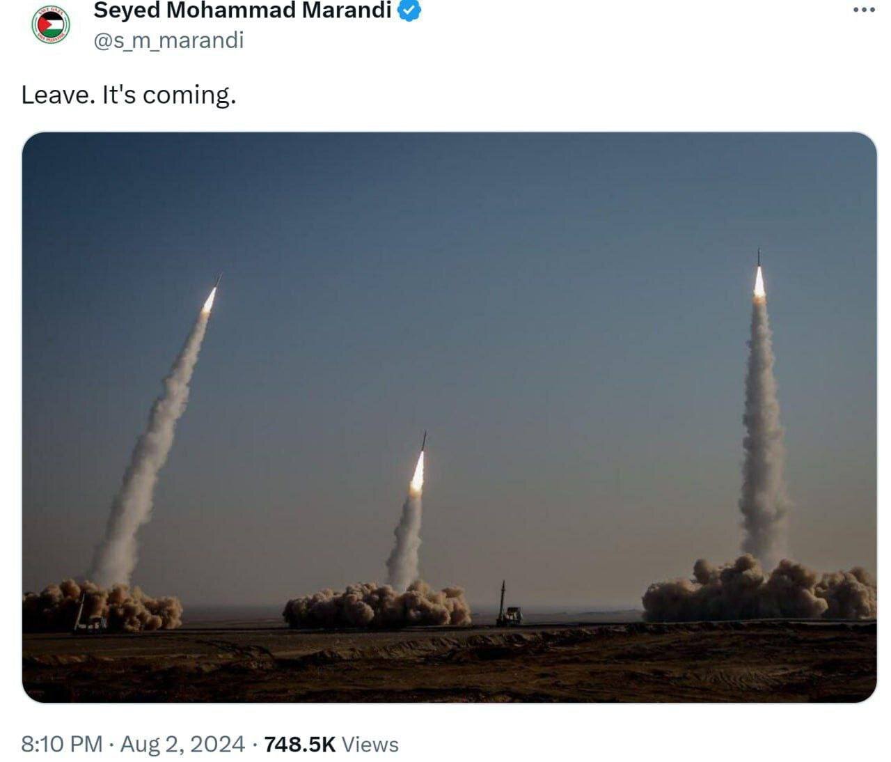 هشدار جدی مرندی به اسرائیلیها/ موشکها دارند میآیند