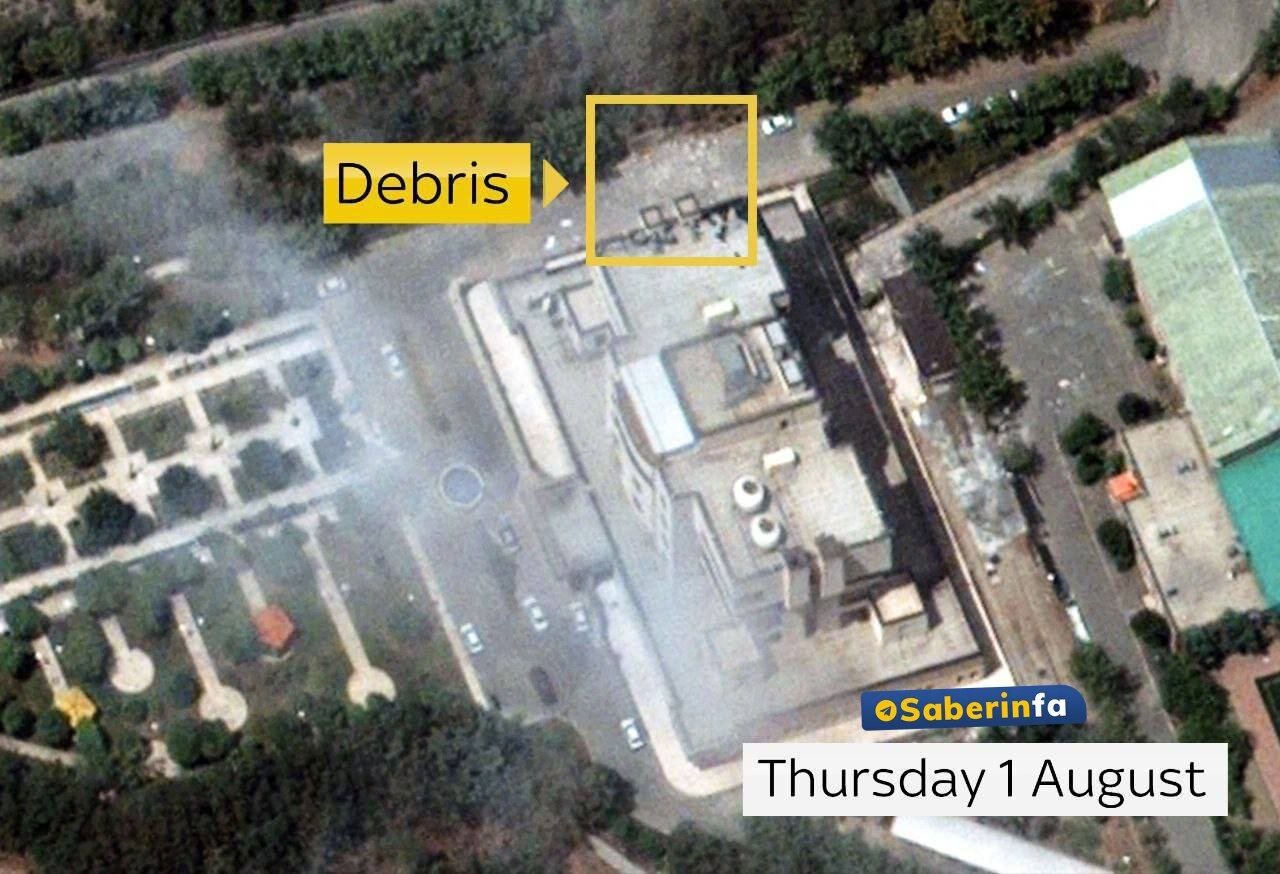 عکس | تصویر ماهوارهای از آوار و ویرانی ناشی از انفجار در محل شهادت اسماعیل هنیه در تهران