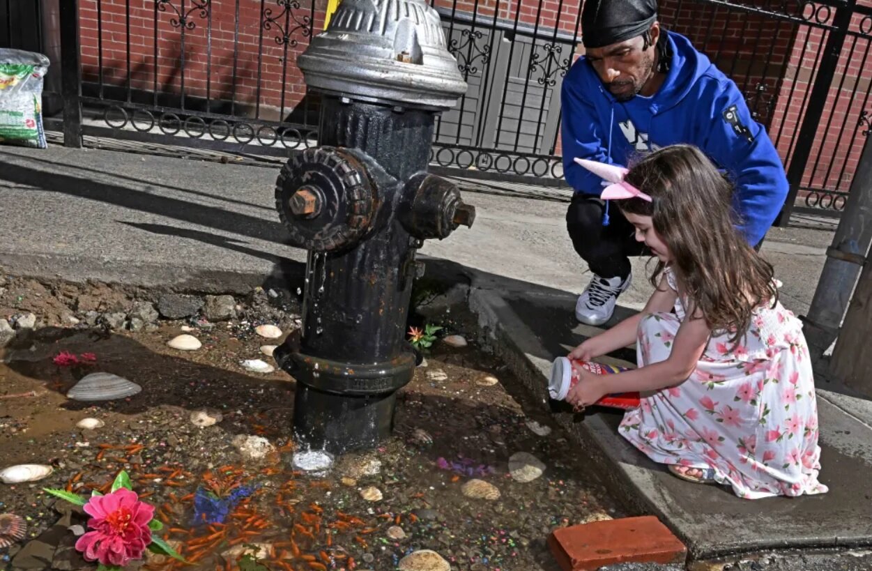 تصاویر بینظیر از رشد ماهیهای قرمز کنار شیر آتشنشانی