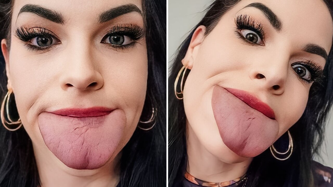 وحشت نکنید! این زن صاحب پهنترین زبان دنیاست/ عکس