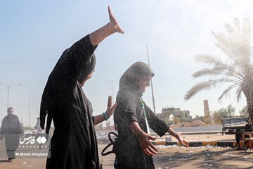 خنک کردن زائران اربعین با آب فشان