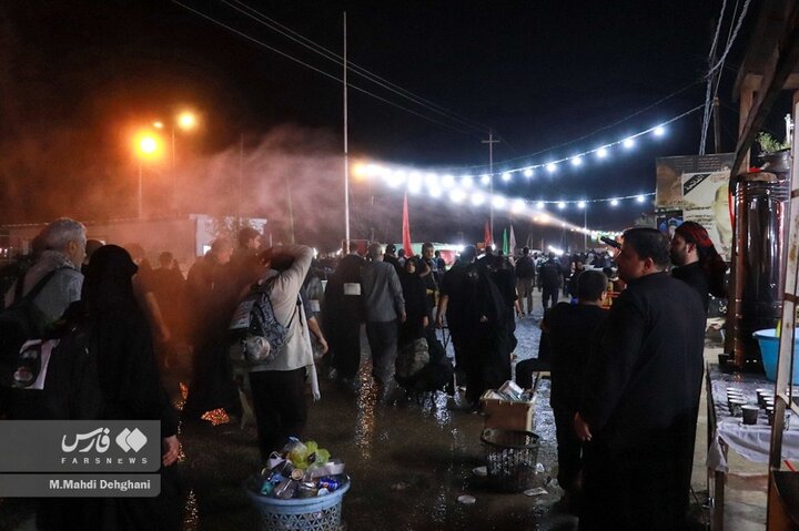 خنک کردن زائران اربعین با آب فشان
