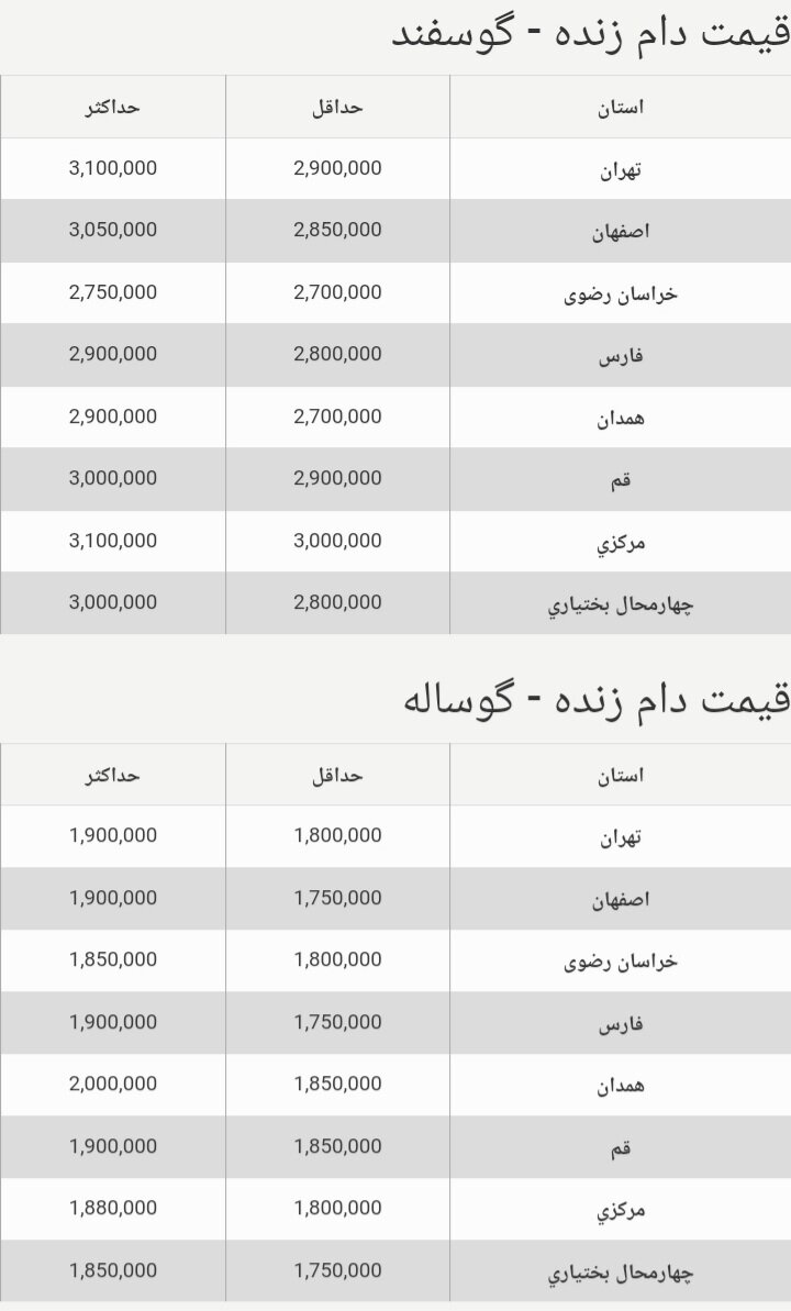 قیمت جدید دام‌زنده امروز ۲۱ شهریور ۱۴۰۳ اعلام شد/ جزییات تغییر قیمت