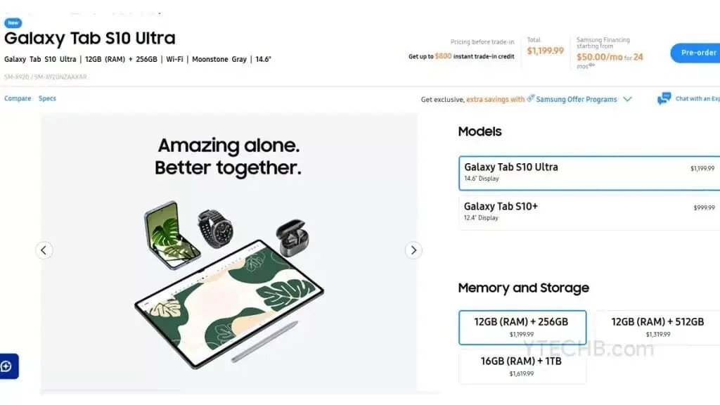 قیمت رسمی تبلتهای سری گلکسی تب S۱۰ لو رفت