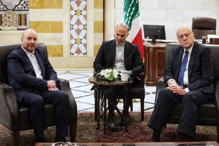 اولین عکس از قالیباف در کنار نخست‌وزیر موقت لبنان