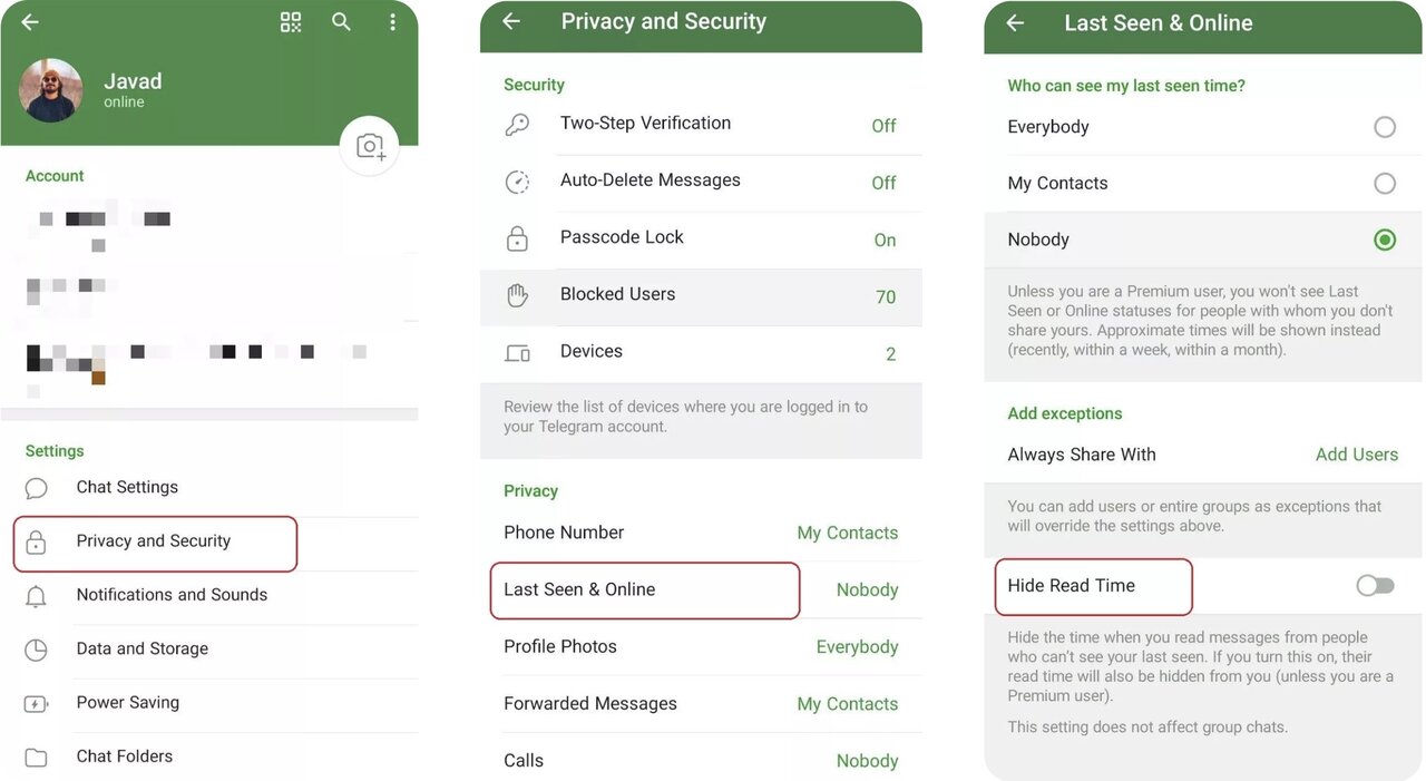 ساعت خوانده شدن پیامها در تلگرام را بفهمید!
