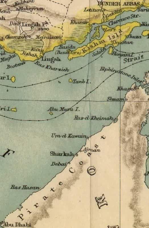 تایید مالکیت ایران بر جزایر سهگانه در نقشه اداره کل جنگ انگلستان/ این نقشه در سال ۱۸۸۸ از سوی وزیرمختار انگلیس به ناصرالدینشاه تحویل رسمی شده