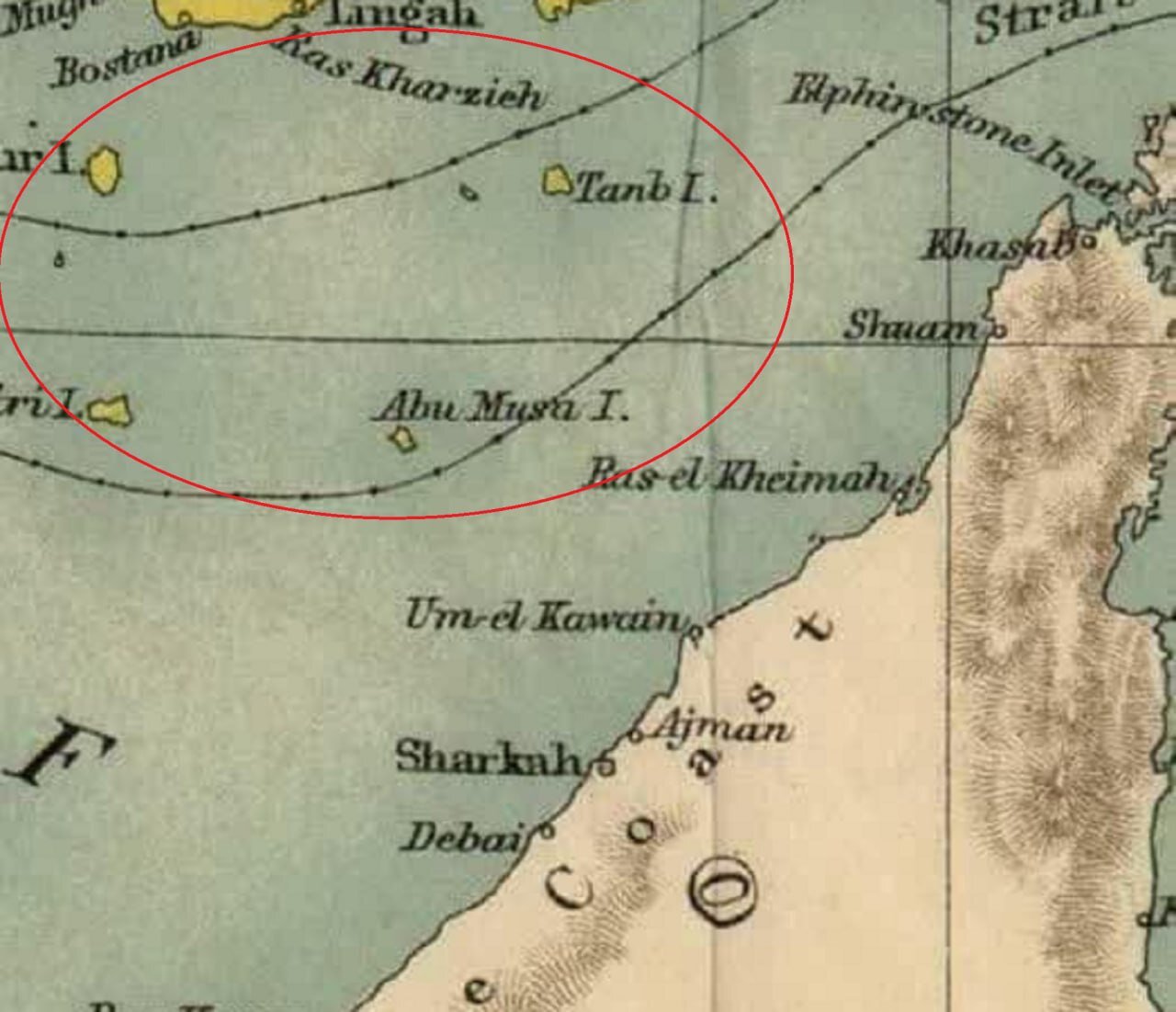تایید مالکیت ایران بر جزایر سهگانه در نقشه اداره کل جنگ انگلستان/ این نقشه در سال ۱۸۸۸ از سوی وزیرمختار انگلیس به ناصرالدینشاه تحویل رسمی شده
