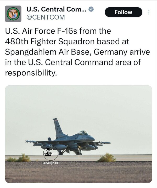 اعزام هواپیماهای جنگی جدید آمریکا به خاورمیانه؛ تغییر آرایش در پایگاه‌های ایالات متحده