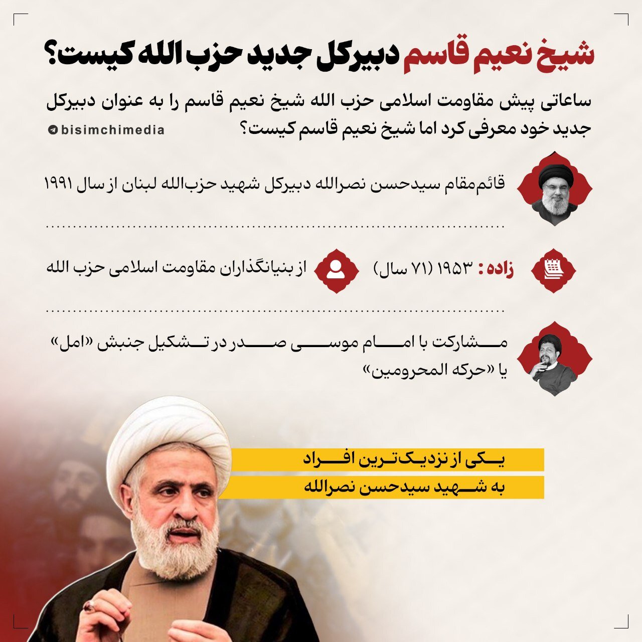 اینوفگرافیک | دبیر کل جدید حزبالله لبنان کیست؟